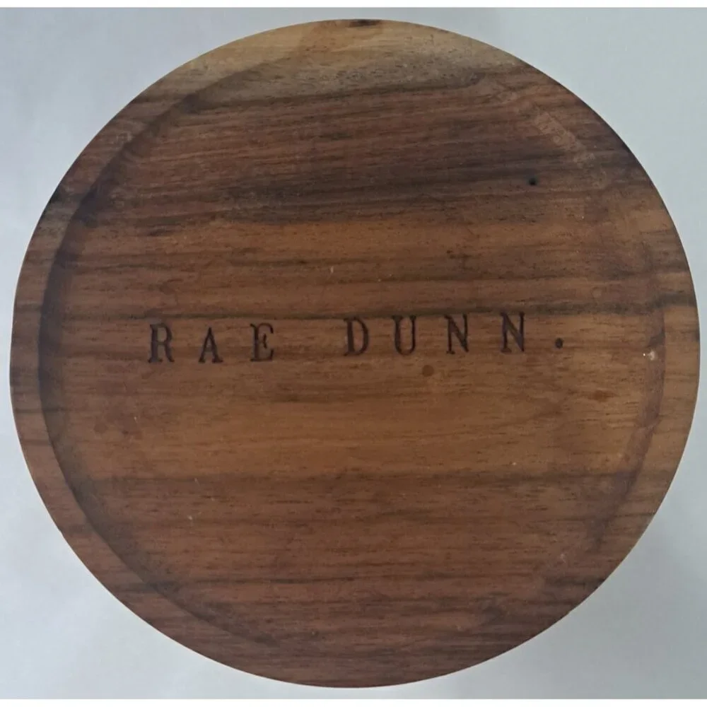 Rae Dunn Light Gray Ceramic BBQ Container Wooden Lid